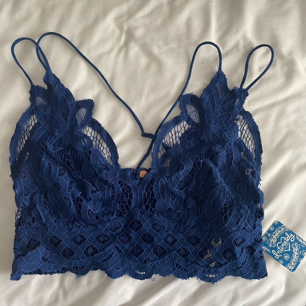 NWT Free People Lace Bralette sz M Blue